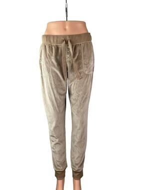 Womens Ribbed Velvet Velour Gym Activewear Tapered Trousers Jogger Sweat Pants M